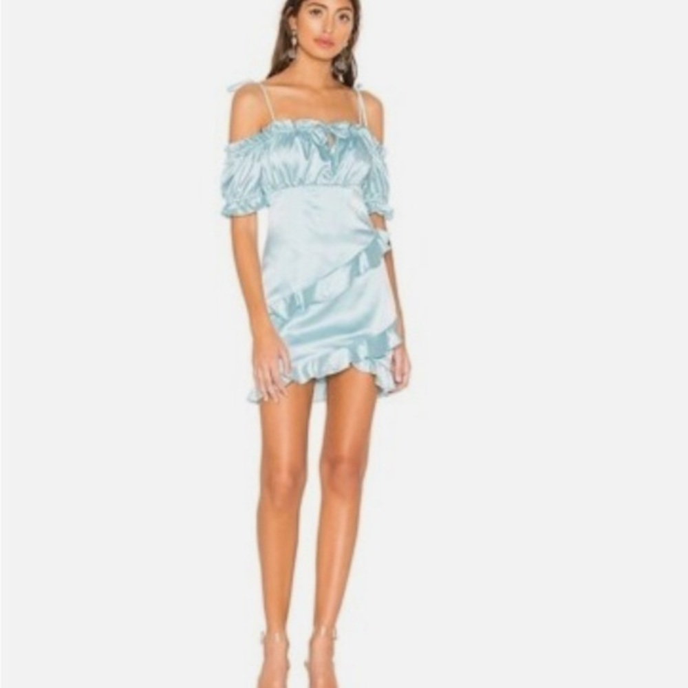 NWT MAJORELLE Light Blue Ruffle Mini Dress